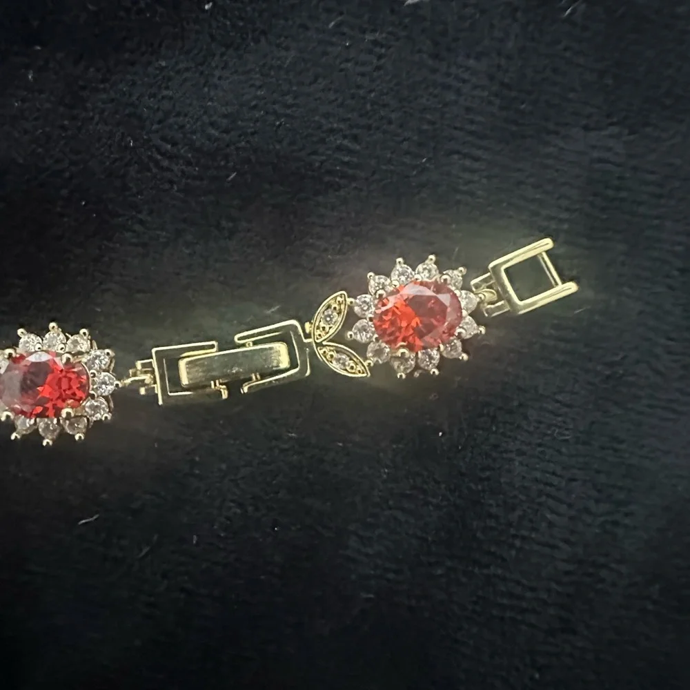 Gold tone and Red Jewelry Set